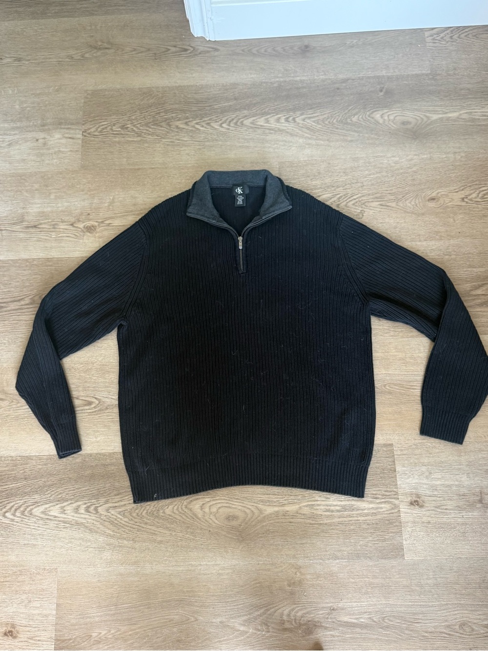 Calvin Klein Black Ribbed Half-Zip Sweater